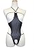 Exposed by Magic Silk Wavy Line Mesh Queen Cupless Teddy. One Size Queen, Black