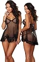 Sheer Black Open Cup Babydoll Lingerie Set