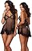 Sheer Black Open Cup Babydoll Lingerie Set – One Size