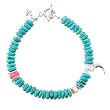 Turquoise and Swarovski Austrian Crystal Bracelet with Sterling Silver Moon, Star and Accent Beads, #8134