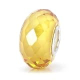 Bella Fascini Faceted Golden Yellow Cubic Zirconia, Sterling Silver Core, European Bead Charm