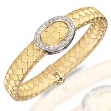18 Kt Beautiful Handwoven Diamond Pave Bangle Bracelet