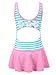 Chrysea Girls Stripe Swimwear One-piece Swimsuit with Flowers Applique (8-9 Years, Pink)