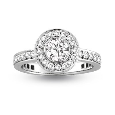 1.00ct tw Round Diamonds Bezel Set Center Micro Pave' Fashion Antique Look Engagement Ring - 10 1.00ct tw Round Diamonds Bezel Set Center Micro Pave' Fashion Antique Look Engagement Ring - 10