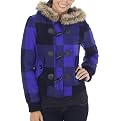 Mossimo&reg; Supply Co Junior's Hooded Buffalo Plaid Puffer with Toggle Buttons - Purple