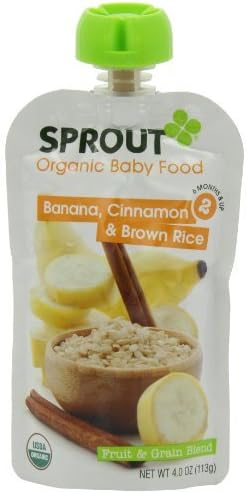 Sprout Intermediate Organic Baby Food Banana Cinnamon and Brown Rice 4.0 Ounce (Pack of 10)