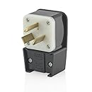 Leviton 9332-P 30 Amp, 125/250 Volt, Straight Blade, Plug, Industrial Grade, Non-Grounding, Angle, Black