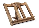 Store Indya Book Recipe Holder Stand and Document Holder Antique Hand Carved with Foliage Motifs