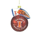 Illinois Fighting Illini NCAA Glass Mascot Basketball Ornament (5)