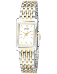 Citizen Quartz Rectangular White Dial Womens Watch - EJ5854-56A