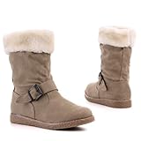 Damen Schuhe, STIEFEL, BOOTS WARM GEFÜTTERT, 864, Synthetik in hochwertiger Leder Optik, Hellbraun, Gr 42