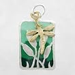 Cat Tails and Dragonfly Pendant in Sterling Silver, Green Epoxy and Gold Fill, #8775