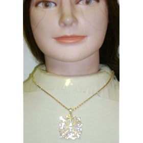 Genuine Gold Plated Christina Collection Short Chain Necklace with Embedded Crystals Pendant and...