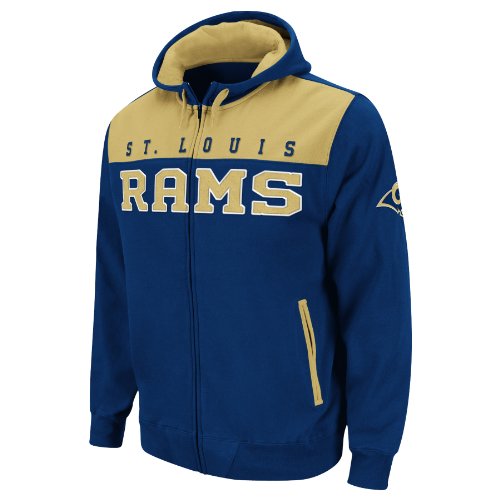 NFL Men's St. Louis Rams End Zone All Pro Full Zip Hood (Navy, Medium)