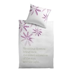 Kinzler Q-17135/00 Baumwoll Renforce Bettw�sche Tintenblume 80 x 80 cm + 135 x 200 cm, wei� mit Schrift