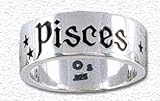 Solid Sterling Silver Zodiac Band Ring - Pisces