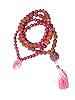 Meditation Gift Idea- Pink Jade Rudraksha Prayer Beads Yoga Japa Mala 108+1