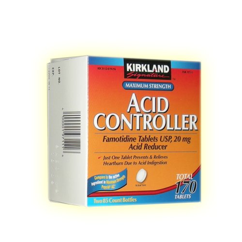 Kirkland Signature Maximum Strength Acid Controller, Famotidine Tablets USP, 20 mg, 85-Count (Pack of 2)