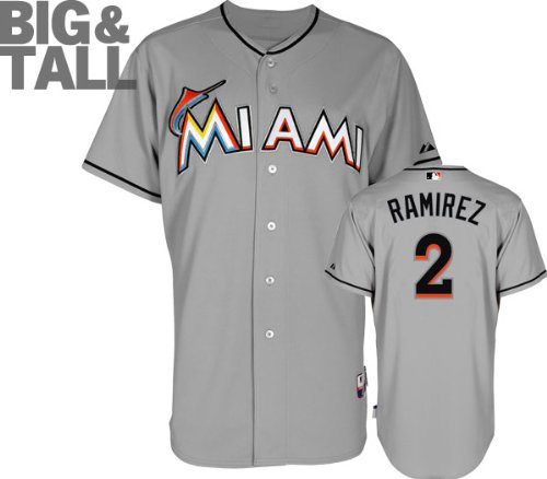 Hanley Ramirez Jersey: Big & Tall Miami Marlins #2 Road Grey Authentic Cool Baseâ