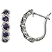 Sterling Silver Braided Design Amethyst CZ Huggie title=