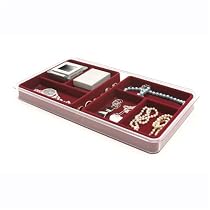 Velvet Jewelry Tray - Stacking 6 Compartment (Burgundy) (1.5" H x 9.25" W x 16.25" D)