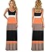 Tenworld Women Boho Spaghetti Strap Splicing Stripes Long Maxi Dress Party Dress (S = US 4)