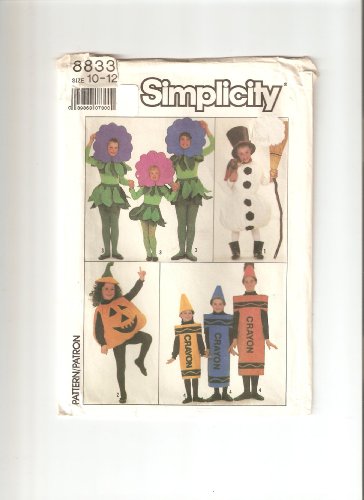 Simplicity 8833 Retro 1980's Childs Costume Crayon Crayola Flower Snowman Pumpkin Patterns (Size 10-12)