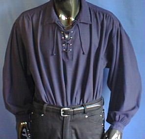 PIRATENHEMD BAUMWOLLHEMD PIRAT HEMD GR. S-XXXL 295 Dunkelblau