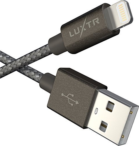 Luxtr - iPhone Charger - 6.5 ft - True Apple Certification, ToughArmor Aluminum and Nylon design, Works with All Lightning Devices - Space Grey