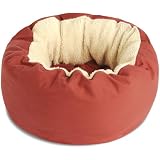 Dog Gone Round Smart Cat Bed with Sherpa Ecru Piping