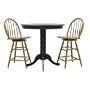 Carolina Classic Antique Black Turner Pub Bar Three Piece Set with two English Pine Counter Stools