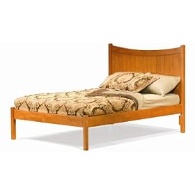 Twin Size Platform Bed with Open Footrail Caramel Latte Finish by Atlantic Furniture
