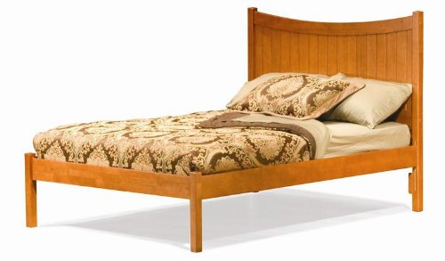 Twin Size Platform Bed with Open Footrail Caramel Latte Finish