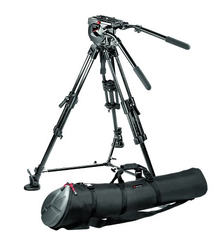 Bogen / Manfrotto Pro Video Support System w/ 351MVCF Carbon Fiber Tripod Legs, 516 Pro Fluid Head, 75mm Half Ball, Spreader, Shoes, & MBAG120P Padded Case