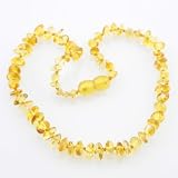 Baltic Amber Baby Teething Necklace w/ jewelry storage pouch - Clear Honey Chips