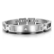 Men's Black and White Diamond Bracelet in Stainless Steel and 14k Gold (G, SI2, 0.05 carat) - 8.5 inches