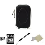 EVA Black Durable Slim Protective Storage Cover Cube Carrying Case with Internal Mesh Pocket with Carabiner clip for Pentax Optio I-10 NB1000 RS1000 RS1500 RZ10 S1 Point and Shoot Digital Camera + Includes a Anti Glare Screen Protector + Includes a 16GB Micro SD Card with SD Adaptor