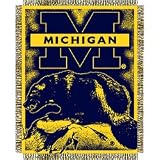 Michigan Wolverines NCAA Triple Woven Jacquard Throw (019 Focus) (48x60)