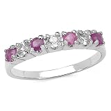 0.50 Carat Genuine Ruby and White Topaz Silver Ring