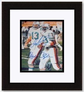 Dan Marino and Mark Clayton DUAL Autographed/Hand Signed Miami Dolphins 8x10 Photo - Custom Framed