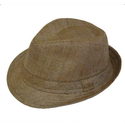 FEDORA TRILBY LIGHT BROWN POLY TWEED KNIT HAT LARGE XL