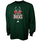 NBA adidas Milwaukee Bucks Youth Green Full Primary Logo Long Sleeve T-shirt (Small)