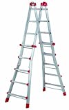 Hailo 7520-151 Alu-Multifunktions-Teleskopleiter MTL, 4x5 Sprossen - Verwendbar als Anlege- und Schiebeleiter, beidseitige Steh- und Treppenleiter