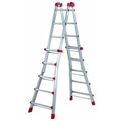 Hailo 7520-151 Alu-Multifunktions-Teleskopleiter MTL, 4x5 Sprossen - Verwendbar als Anlege- und Schiebeleiter, beidseitige Steh- und Treppenleiter