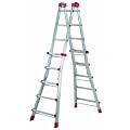 Hailo 7520-151 Alu-Multifunktions-Teleskopleiter MTL, 4x5 Sprossen - Verwendbar als Anlege- und Schiebeleiter, beidseitige Steh- und Treppenleiter