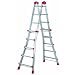 Hailo 7520-151 Alu-Multifunktions-Teleskopleiter MTL, 4x5 Sprossen - Verwendbar als Anlege- und Schiebeleiter, beidseitige Steh- und Treppenleiter