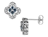 Blue & White Diamond Earrings 1/2 Carat (ctw) in 14K White Gold