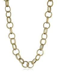 Betsey Johnson Gold-Tone Textured Chain Link Long Necklace, 36"