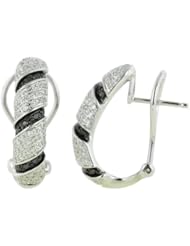14K White Gold 0.53ct Alternating Black & White Diamond Huggie Earrings