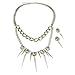 Silvertone Crystal and Spike Dangle Necklace and title=